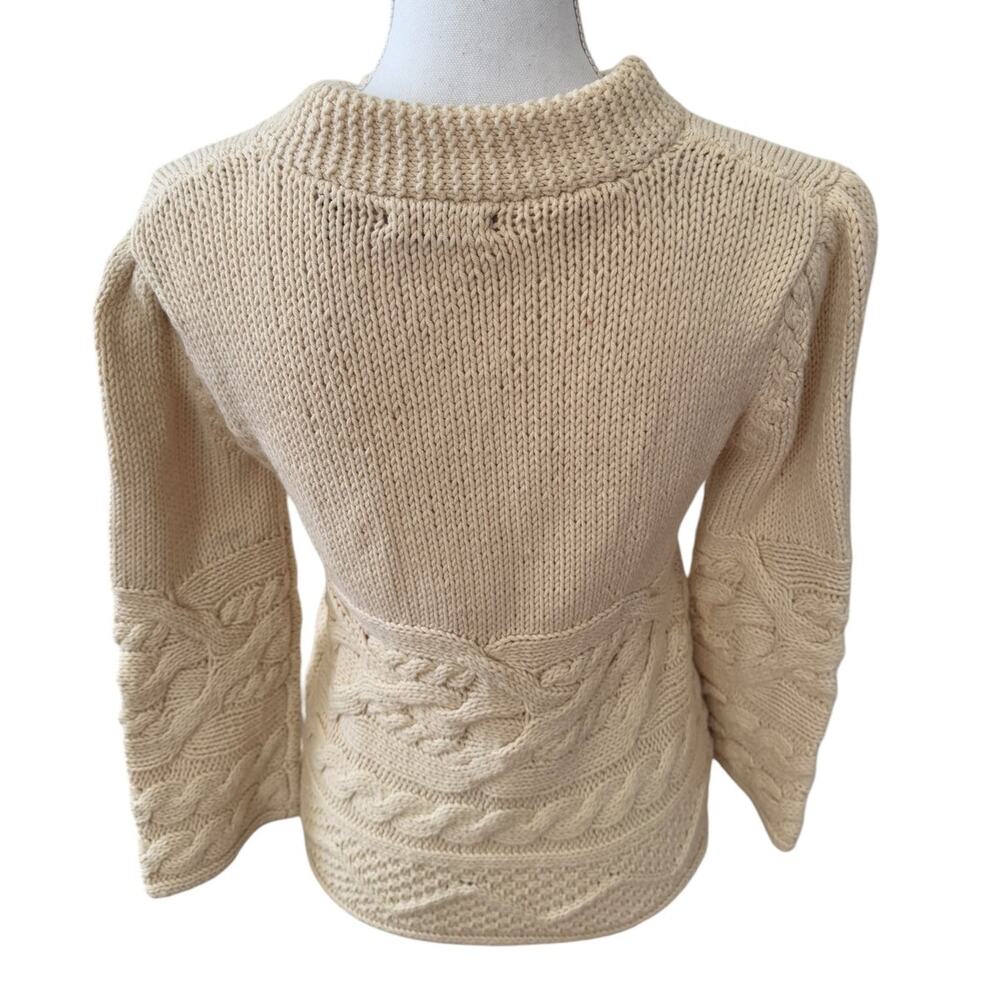 525 American Chunky Cable Knit Cardigan Sweater Cream M - Picture 4 of 6